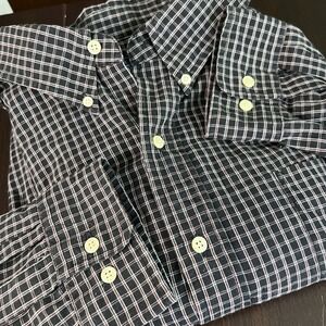 Basic Editions Men's 2X Plaid Button Down‎ Shirt Black White Red Check 1 Pocket